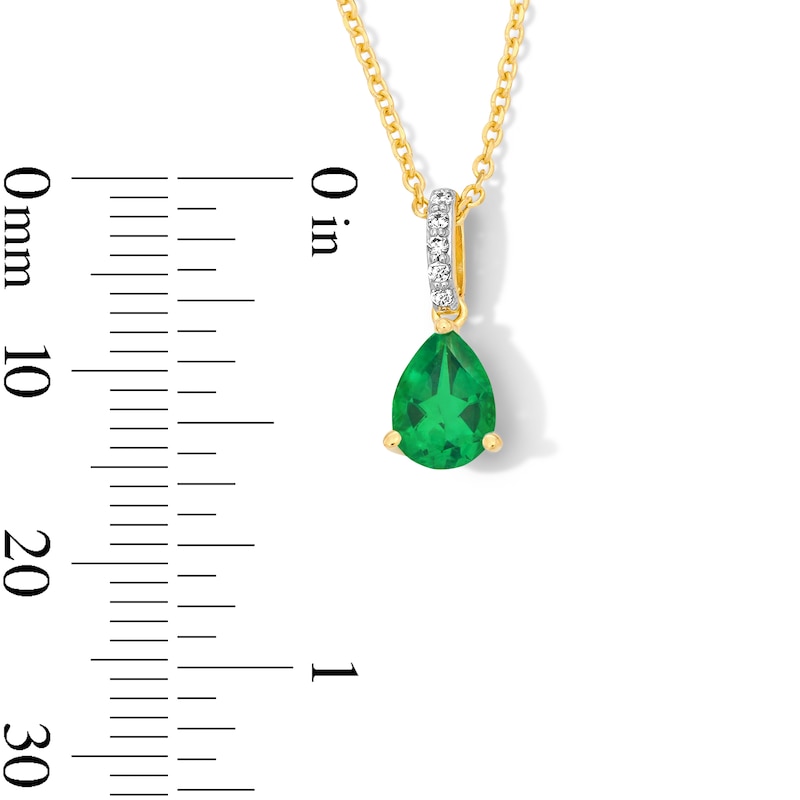 Pear-Shaped Emerald and Diamond-Accent Pendant in 10K Gold