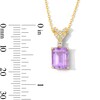 Thumbnail Image 3 of Emerald-Cut Pink Quartz and White Lab-Created Sapphire Pendant in 10K Gold