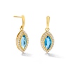 Thumbnail Image 1 of Marquise-Cut Swiss Blue Topaz and White Lab-Created Sapphire Frame Drop Earrings in Sterling Silver with 14K Gold Plate