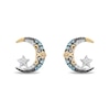 Thumbnail Image 1 of Enchanted Disney Jasmine Blue Topaz and 0.06 CT. T.W. Diamond Moon and Star Earrings in Sterling Silver and 10K Gold