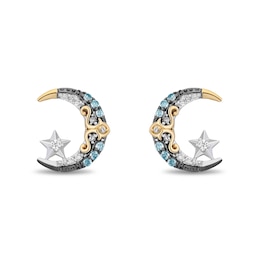 Enchanted Disney Jasmine Blue Topaz and 0.06 CT. T.W. Diamond Moon and Star Earrings in Sterling Silver and 10K Gold