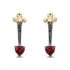 Thumbnail Image 1 of Enchanted Disney Villains Heart-Shaped Garnet and Black Diamond Dagger Earrings in Sterling Silver and 14K Gold Plate