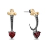 Thumbnail Image 2 of Enchanted Disney Villains Heart-Shaped Garnet and Black Diamond Dagger Earrings in Sterling Silver and 14K Gold Plate