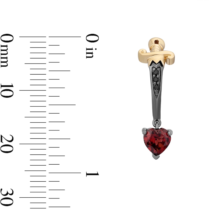 Main Image 3 of Enchanted Disney Villains Heart-Shaped Garnet and Black Diamond Dagger Earrings in Sterling Silver and 14K Gold Plate