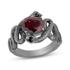 Thumbnail Image 1 of Enchanted Disney Villains Oval Garnet and Black Diamond Accent Snake Ring in Black Sterling Silver