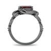 Thumbnail Image 3 of Enchanted Disney Villains Oval Garnet and Black Diamond Accent Snake Ring in Black Sterling Silver