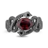 Thumbnail Image 4 of Enchanted Disney Villains Oval Garnet and Black Diamond Accent Snake Ring in Black Sterling Silver
