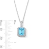 Thumbnail Image 3 of Emerald-Cut Swiss Blue Topaz and White Lab-Created Sapphire Frame Pendant in Sterling Silver