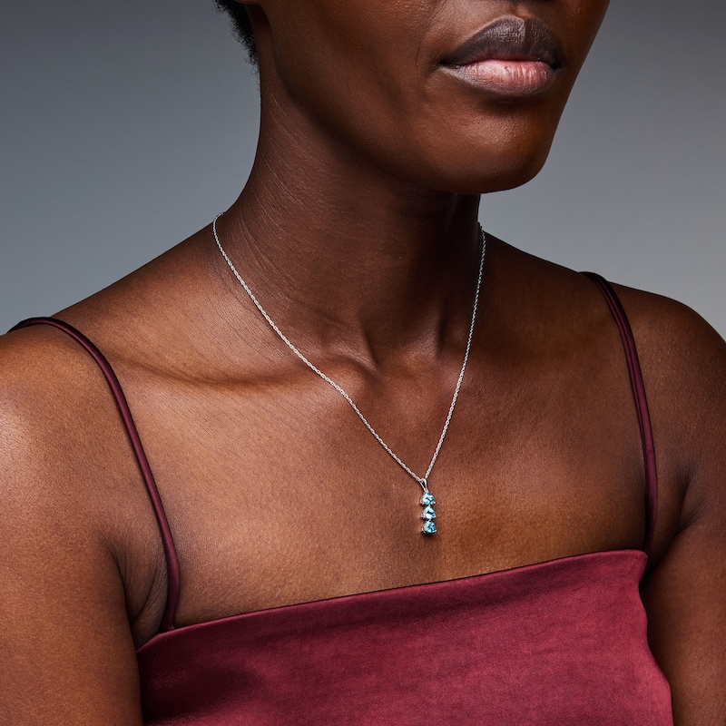 Trillion-Cut Swiss Blue Topaz Pendant in Sterling Silver