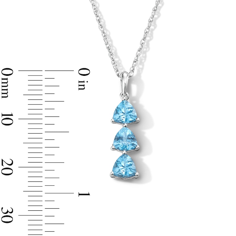 Main Image 2 of Trillion-Cut Swiss Blue Topaz Pendant in Sterling Silver