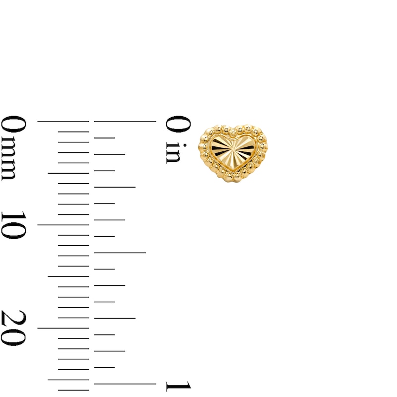 Diamond-Cut Heart Stud Earrings in Semi-Solid 14K Gold
