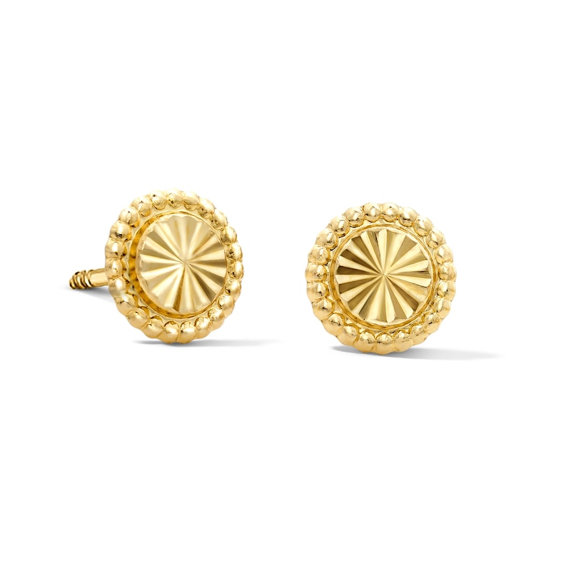 Diamond-Cut Stud Earrings in Semi-Solid 14K Gold