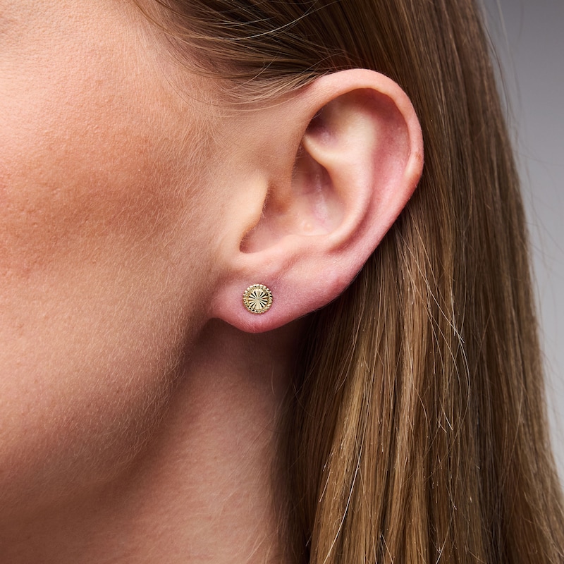 Diamond-Cut Stud Earrings in Semi-Solid 14K Gold