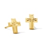 Thumbnail Image 1 of Diamond-Cut Cross Stud Earrings in Semi-Solid 14K Gold