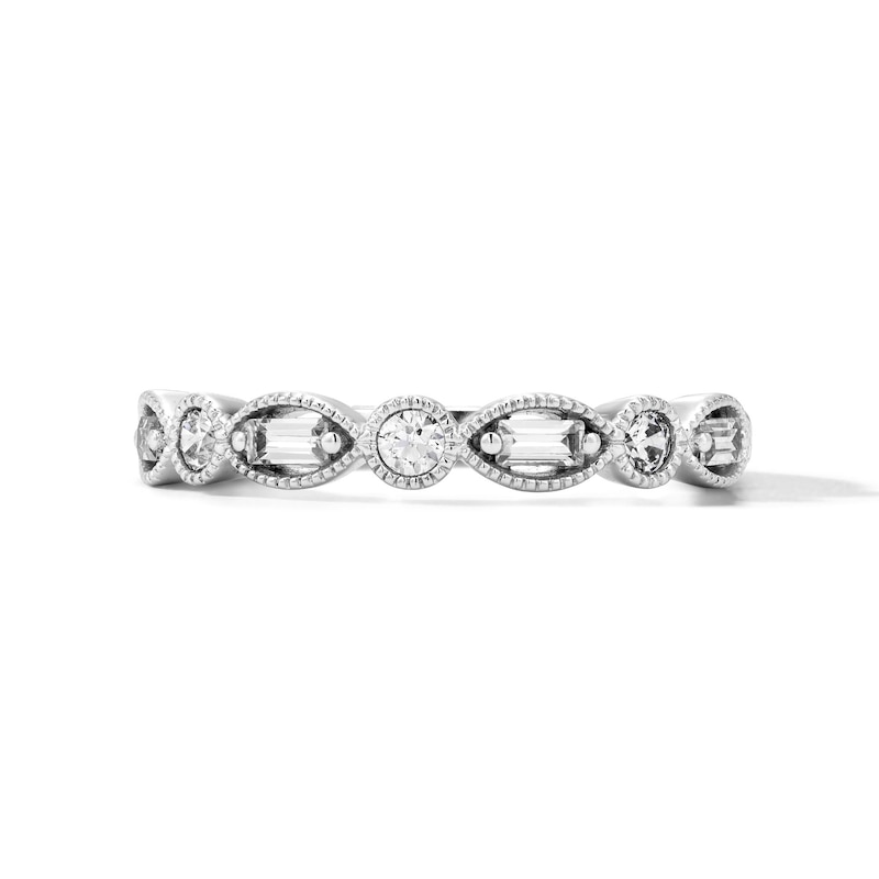 0.30 CT. T.W. Baguette-Cut and Round Certified Lab-Grown Diamond Stackable Band in 14K White Gold(F/VS2)
