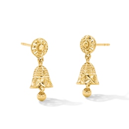 Diamond-Cut Bell Drop Earrings in 22K Gold