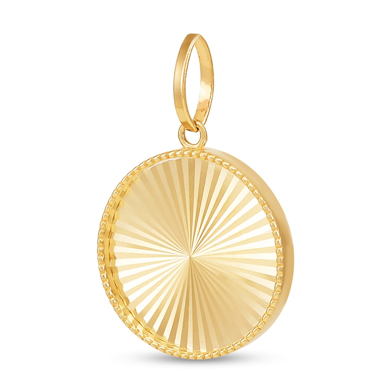 Diamond-Cut Sunburst and Beaded Necklace Charm in Solid 10K Gold