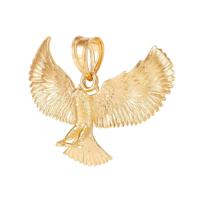 Flying Eagle Necklace Charm in Solid 10K Gold
