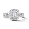 Thumbnail Image 1 of 1.25 CT. T.W. Emerald-Cut Canadian Certified Centre Diamond Frame Engagement Ring in 14K White Gold (I/SI2)