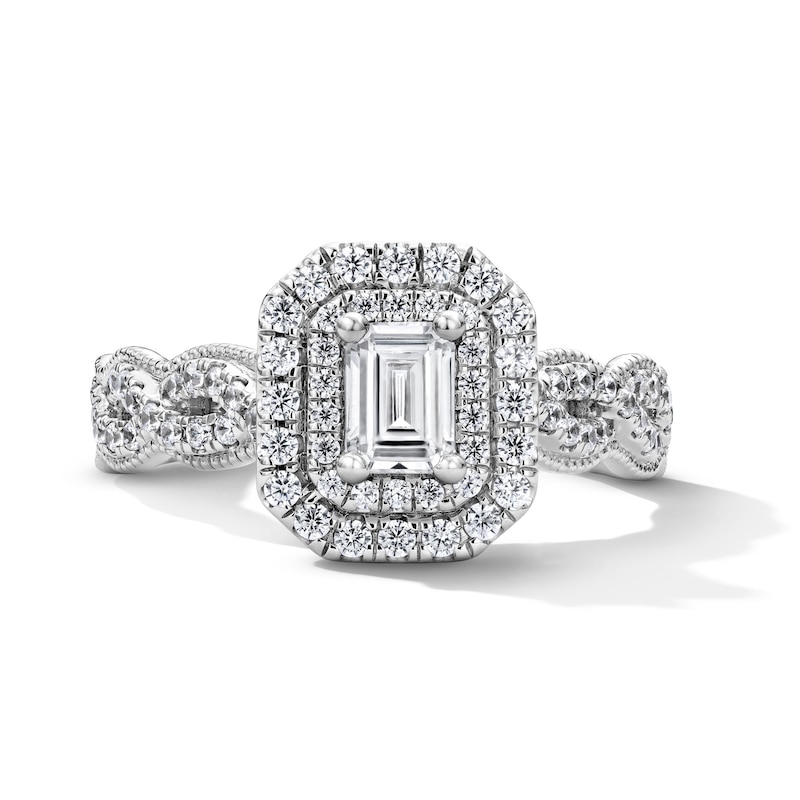1.25 CT. T.W. Emerald-Cut Canadian Certified Centre Diamond Frame Engagement Ring in 14K Gold (I/SI2