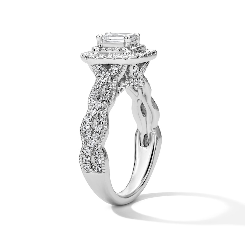 1.25 CT. T.W. Emerald-Cut Canadian Certified Centre Diamond Frame Engagement Ring in 14K Gold (I/SI2