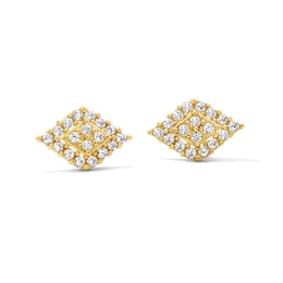Cubic Zirconia Diamond-Shaped Stud Earrings in Semi-Solid 10K Gold
