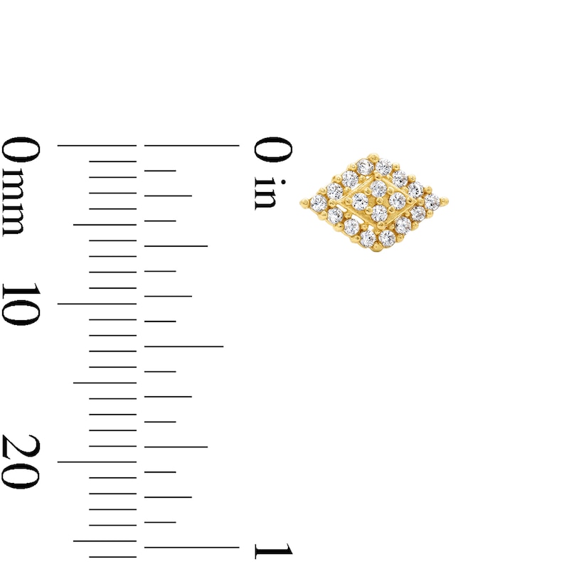Cubic Zirconia Diamond-Shaped Stud Earrings in Semi-Solid 10K Gold