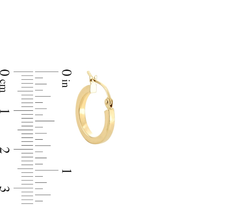 15.0mm Square Tube Hoop Earrings in Hollow 14K Gold