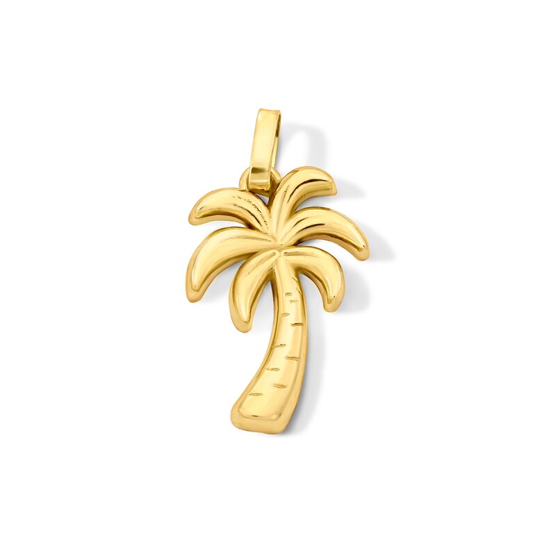 Palm Tree Necklace Charm in Solid 10K Gold