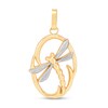Thumbnail Image 1 of Dragonfly Oval Frame Necklace Charm in Solid 10K Two-Tone Gold