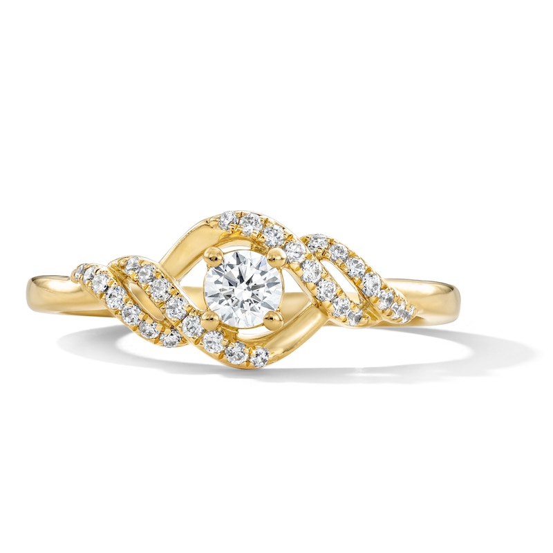 0.30 CT. T.W. Certified Lab-Grown Diamond Bypass Promise Ring in 10K Gold (F/VS2)
