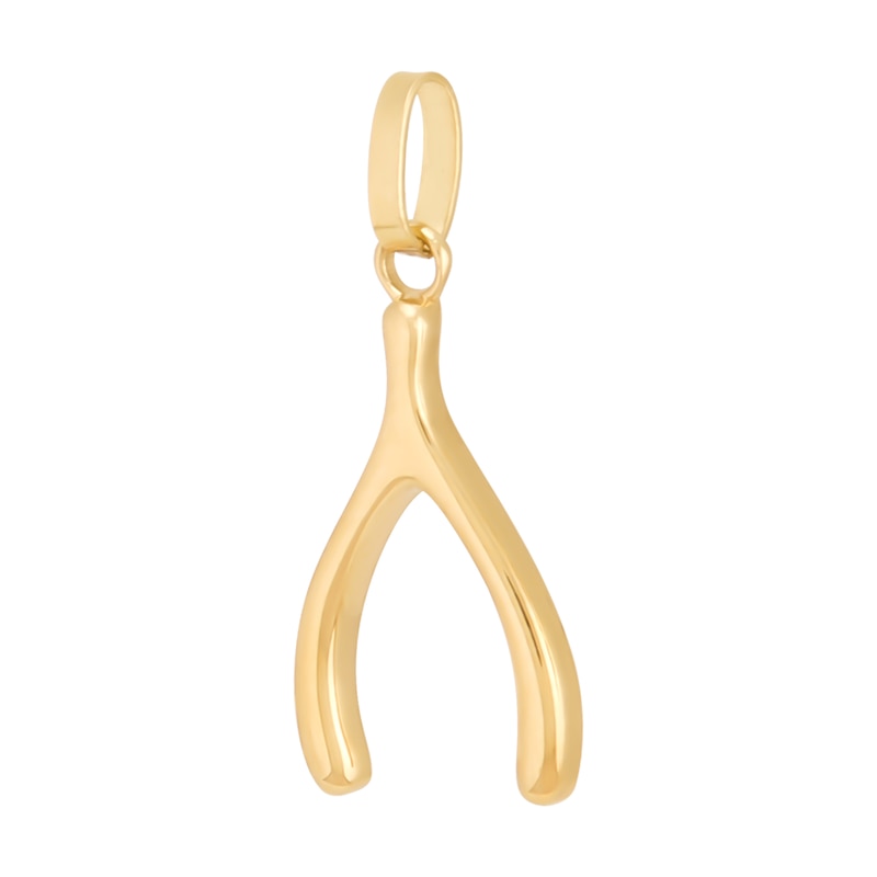 Wishbone Necklace Charm in Solid 10K Gold