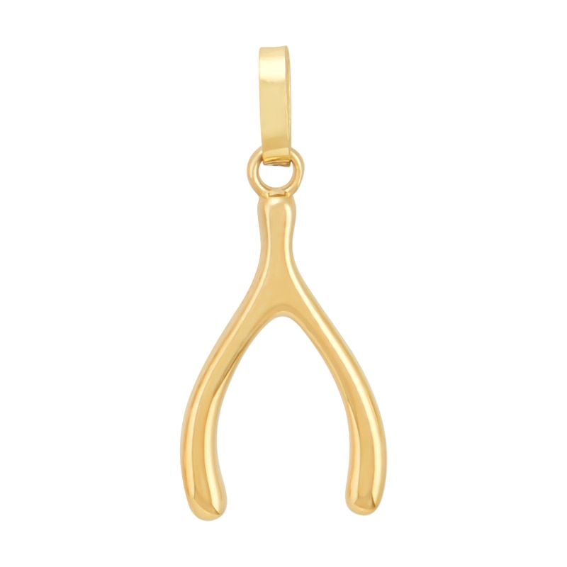 Wishbone Necklace Charm in Solid 10K Gold