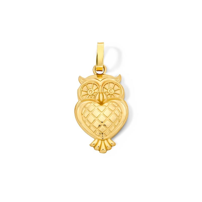 Owl Necklace Charm in Solid 10K Gold