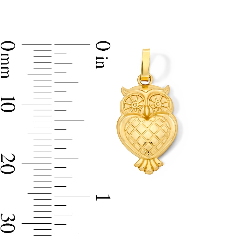 Owl Necklace Charm in Solid 10K Gold