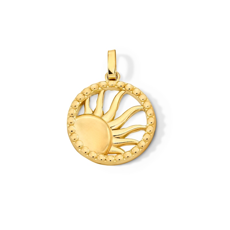 Sunray Beaded Frame Necklace Charm in Solid 10K Gold