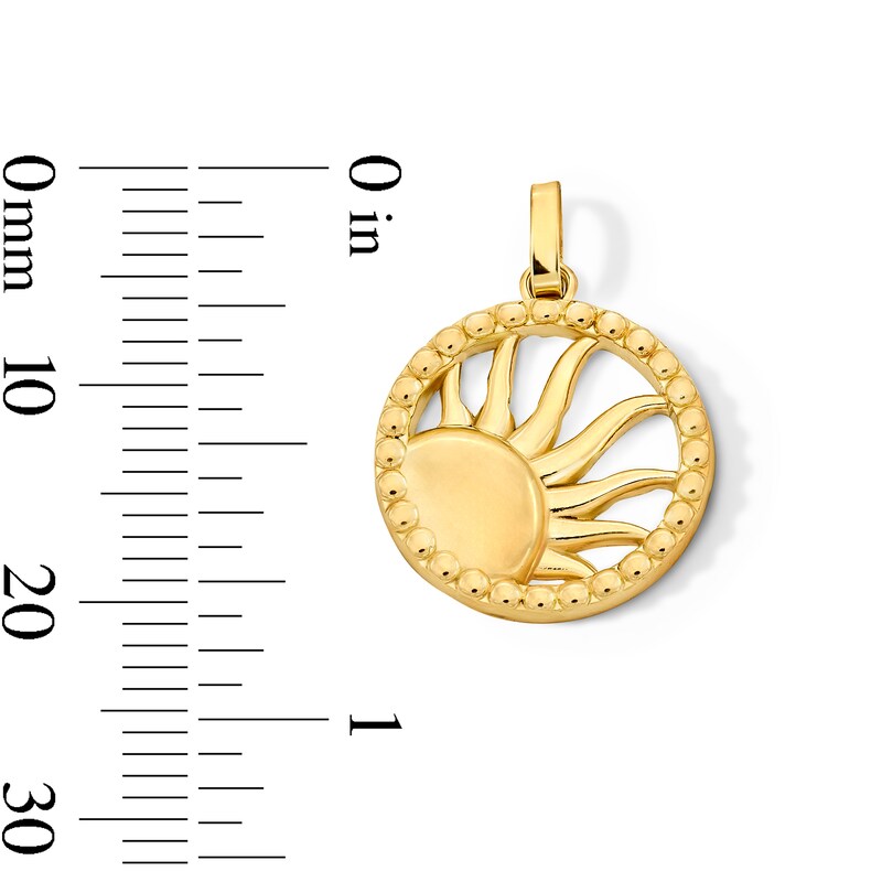 Sunray Beaded Frame Necklace Charm in Solid 10K Gold