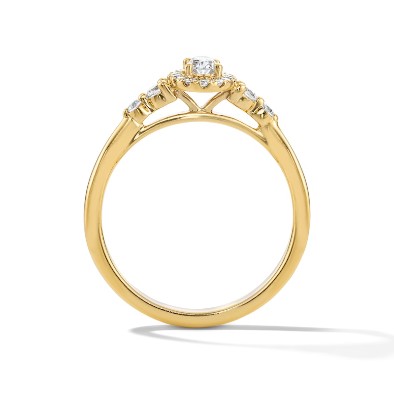 0.30 CT. T.W. Oval Certified Lab-Grown Diamond Frame Promise Ring in 10K Gold (F/VS2)