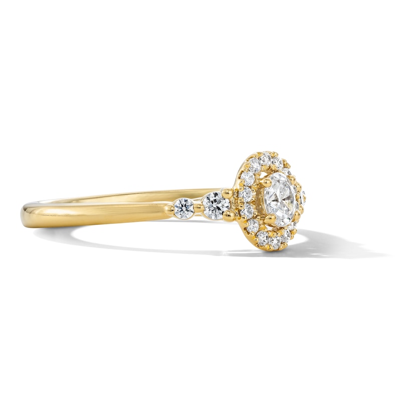 0.30 CT. T.W. Oval Certified Lab-Grown Diamond Frame Promise Ring in 10K Gold (F/VS2)