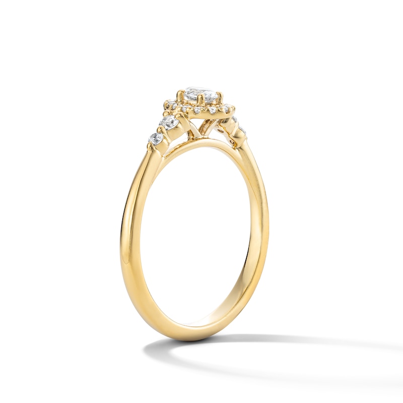 0.30 CT. T.W. Oval Certified Lab-Grown Diamond Frame Promise Ring in 10K Gold (F/VS2)