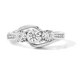 0.50 CT. T.W. Diamond Three-Stone Bypass Engagement Ring in 14K White Gold