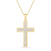 Thumbnail Image 1 of 0.69 CT. T.W. Certified Lab-Grown Diamond Cross Pendant in Sterling Silver with 24K Gold Vermeil (I/SI2) - 22”