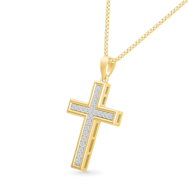 0.69 CT. T.W. Certified Lab-Grown Diamond Cross Pendant in Sterling Silver with 24K Gold Vermeil (I/SI2) - 22"