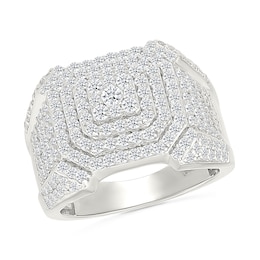 1.95 CT. T.W. Cushion-Shaped Certifie Lab-Grown Diamond Multi-Frame Ring in Sterling Silver (I/SI2)