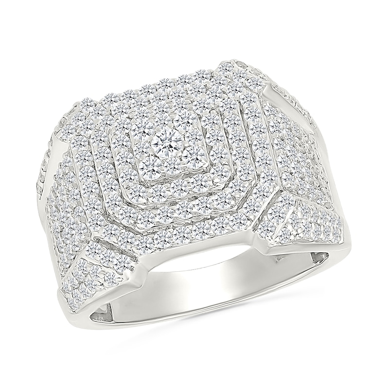 1.95 CT. T.W. Cushion-Shaped Certifie Lab-Grown Diamond Multi-Frame Ring in Sterling Silver (I/SI2)