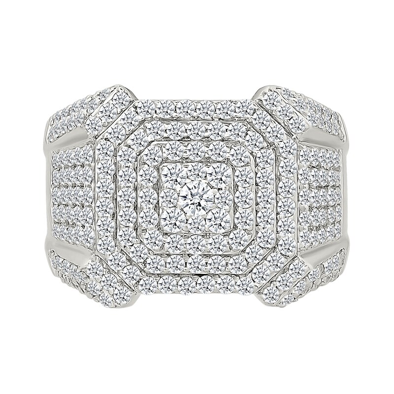 1.95 CT. T.W. Cushion-Shaped Certifie Lab-Grown Diamond Multi-Frame Ring in Sterling Silver (I/SI2)