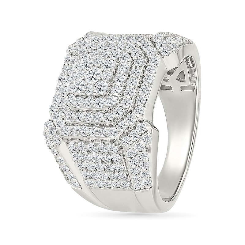 1.95 CT. T.W. Cushion-Shaped Certifie Lab-Grown Diamond Multi-Frame Ring in Sterling Silver (I/SI2)