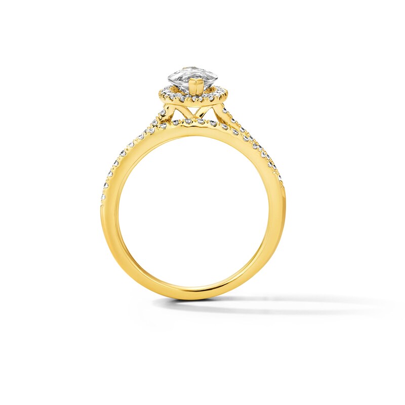 Main Image 3 of 1.40 CT. T.W. Marquise-Cut Certified Lab-Grown Diamond Frame Bridal Set in 14K Gold(F/VS2)