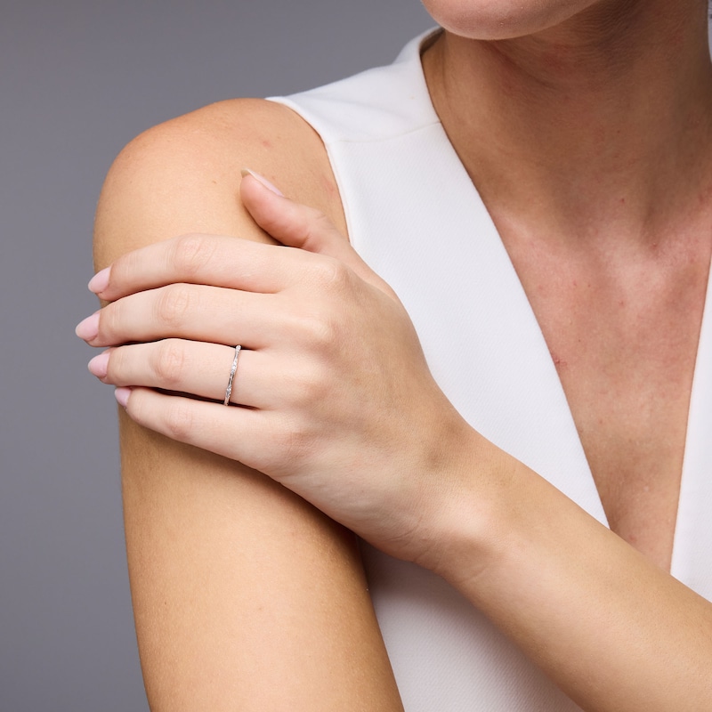 Main Image 2 of 0.15 CT. T.W. Diamond Stackable Band in 10K White Gold