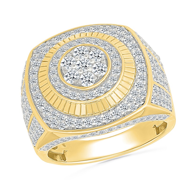 1.95 CT. T.W. Certified Lab-Grown Diamond Multi-Frame Ring in Sterling Silver with 24K Yellow Gold Vermeil (I/SI2)